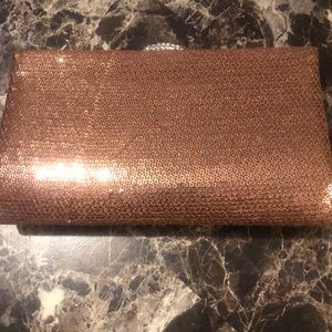 Spectacular Gold Sequined Evening Clutch with Rhinestone Clasp